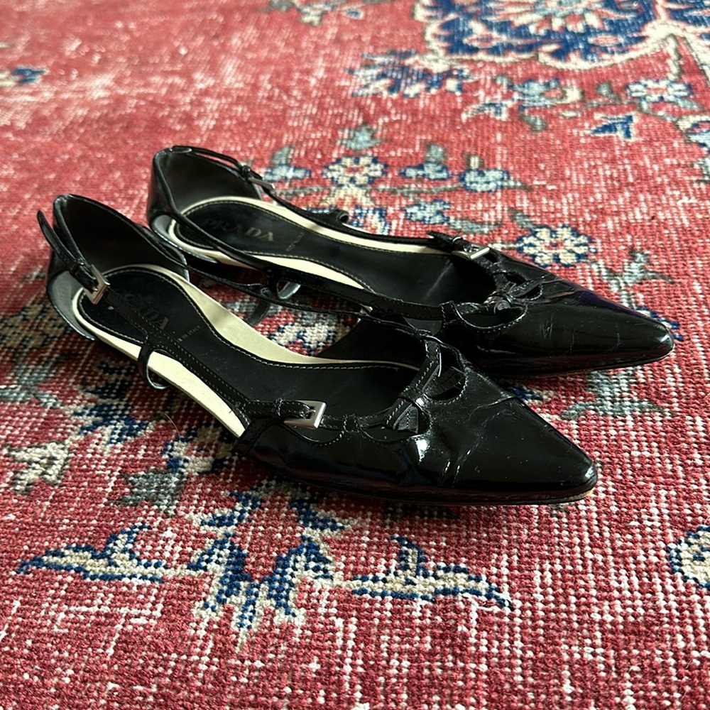 Prada Patent Leather Pointed Toe Flats